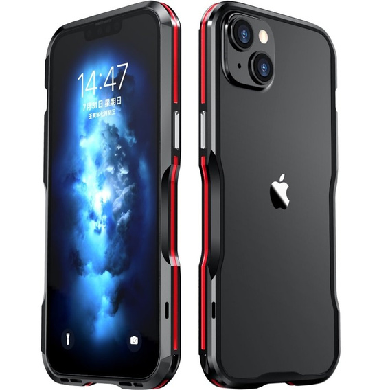 Teletok LUPHIE iPhone 14-hoz, Armor Bumper, fekete / piros