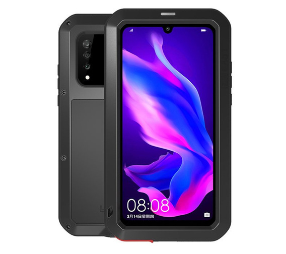 Love Mei Telefontok a Huawei P30 Lite/ Nova 4e, armored with glass, fekete