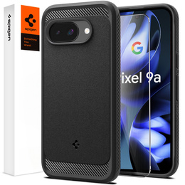 A Spigen tok Google Pixel 9A, Rugged Armor MagSafe, fekete + edzett üveg 9H