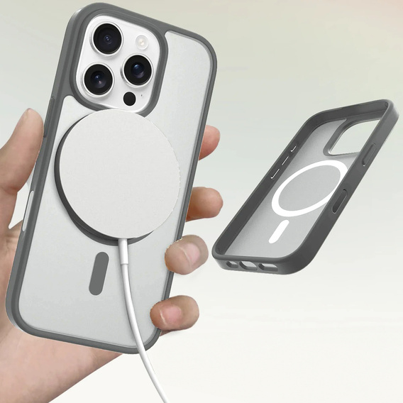 ERBORD MagSafe tok iPhone 16 Pro-hoz, Matte Case, aktív gomb, matt / titánium szürke