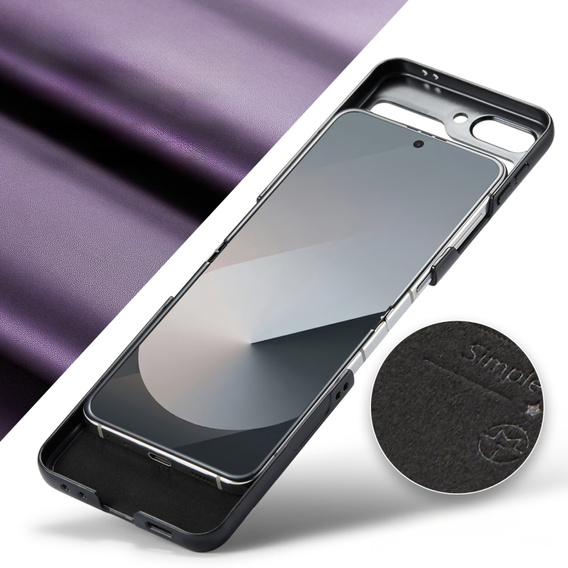Tojás Samsung Galaxy Z Flip7 FE / Z Flip6, CASEME Litchi Leather, lila