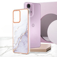 Védő tok Motorola Moto G24 / G24 Power / G04, Marble Slim Case, fehér