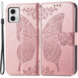 Pattintható tok a Motorola Moto G73 5G, Butterfly, rózsaszín rose gold