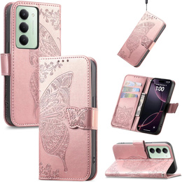 Pántos tok Xiaomi Redmi 15 5G / 4G, pillangó, rózsaarany
