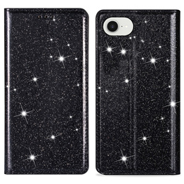 A flip tok iPhone 16E, Card Slot Glittery, fekete