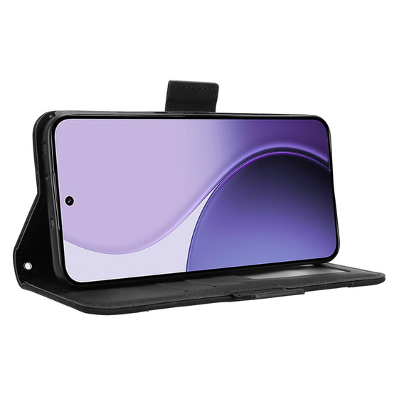 Flap tok Oppo Reno 14, kártya slot, pénztárca, fekete
