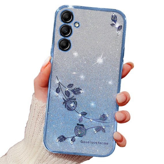 Tok Samsung Galaxy A35 5G, Glitter Flower, kék