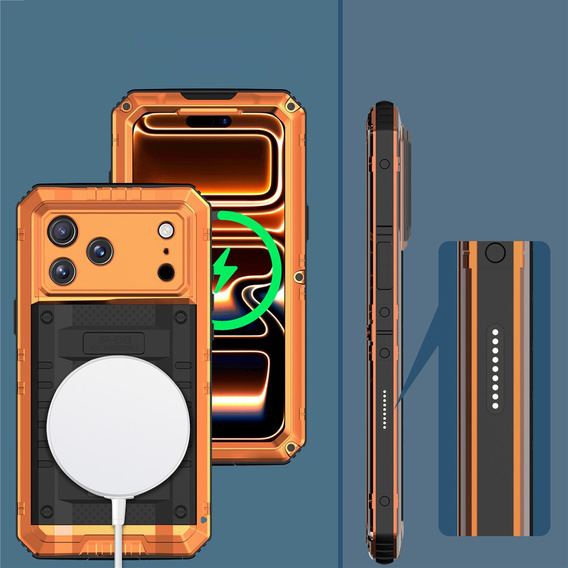 IP68 vízálló tok iPhone 17 Pro Max készülékhez, narancssárga