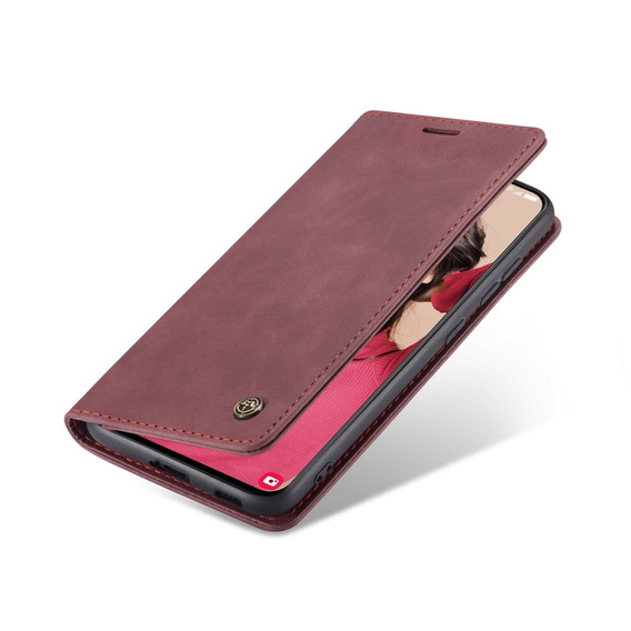 CASEME tok Samsung Galaxy S21 FE, Leather Wallet Case, piros