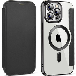 Pattintható tok a iPhone 14 Pro Max, RFID Wallet MagSafe CamShield, fekete