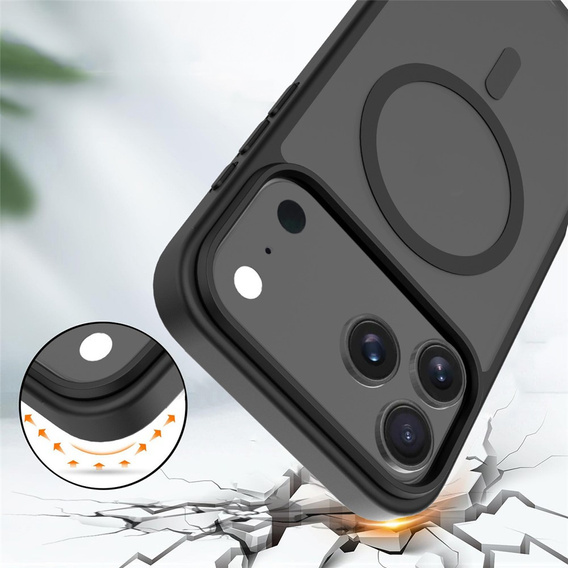 Matt tok iPhone 17 Pro Max készülékhez, MagSafe-hoz, áttetsző fekete