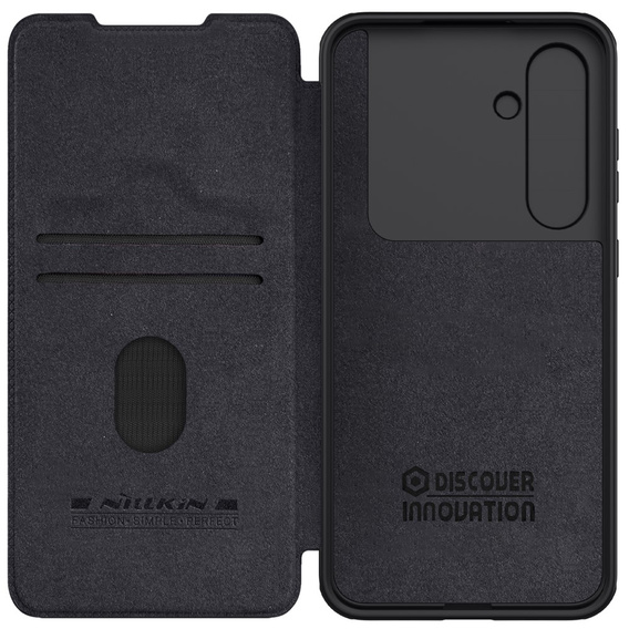 NILLKIN flip tok Samsung Galaxy S24 FE, CamShield Qin Pro, bőr, fekete