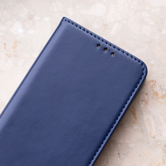 Pattintható tok a Realme C67 4G, Smart Magnetic, sötétkék + 9H üveg 
