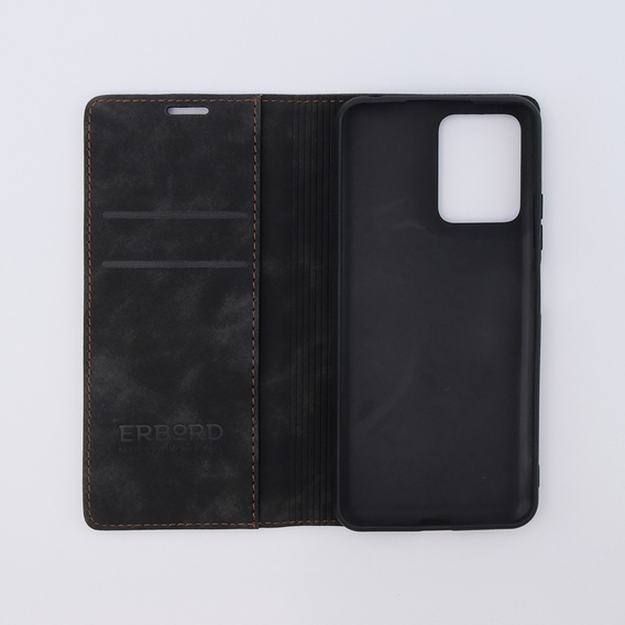Telefontok a Xiaomi Redmi Note 12 5G / Poco X5 5G, ERBORD Vintage, pénztárca patenttal, fekete