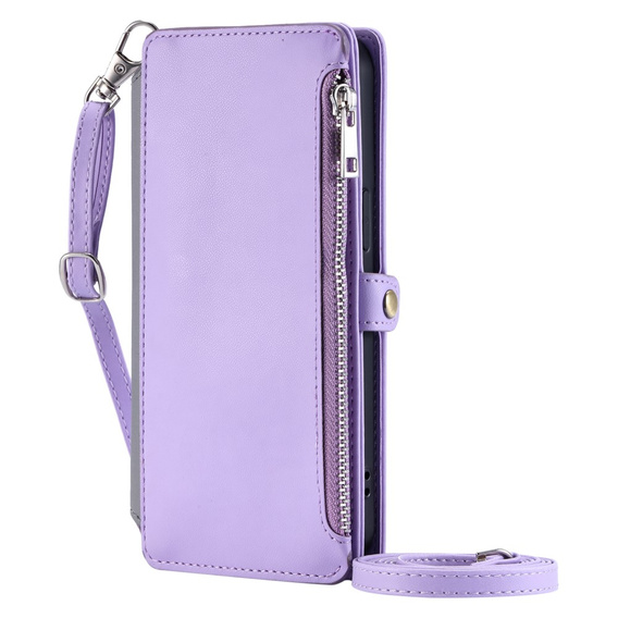Pattintható tok a Xiaomi Redmi 14C / Xiaomi Poco C75, Wallet Zipper Pocket, lila