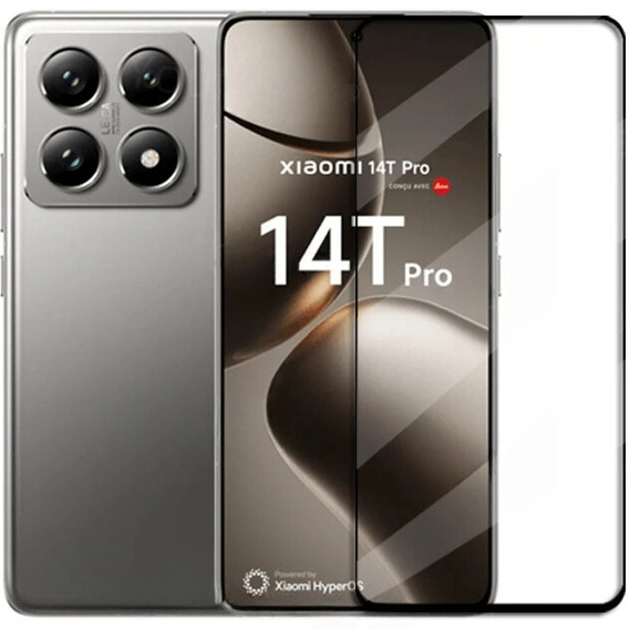 3D edzett üveg Xiaomi 14T Pro készülékhez, fekete keret