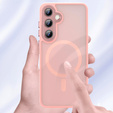 Tok Samsung Galaxy S25-hoz, MagSafe, ERBORD Matt Case, rózsaszín + képernyőüveg