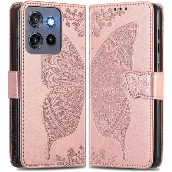 Pattintható tok a Motorola Edge 50 Neo / Motorola ThinkPhone 25, Butterfly, rózsaszín rose gold