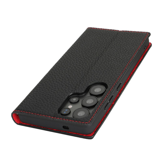 Pattintható tok a Samsung Galaxy S25 Ultra, Litchi Skin Grain, fekete