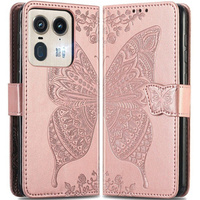 Pattintható tok a Motorola Edge 50 Ultra, Butterfly, rózsaszín rose gold