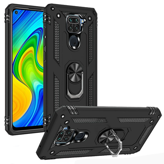 Páncélozott telefontok a Xiaomi Redmi Note 9, Nox Case Ring, fekete