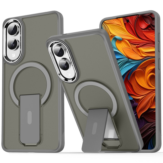 Tok Samsung Galaxy S25 Edge, Kickstand Matt Case, MagSafe, titánium szürke