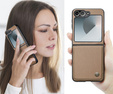 Tojás Samsung Galaxy Z Flip7 FE / Z Flip6, CASEME Litchi Leather, barna