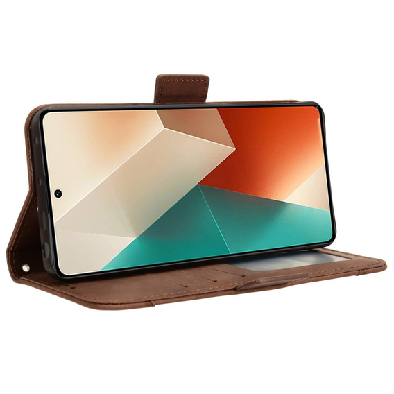 Pattintható tok a Xiaomi Redmi Note 13 5G, Card Slot, barna