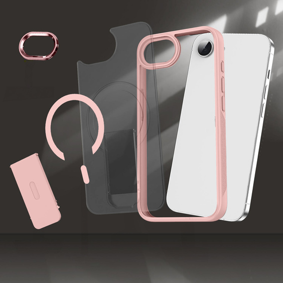 Tok Iphone 16E, Kickstand Matt Case, MagSafe, rózsaszín