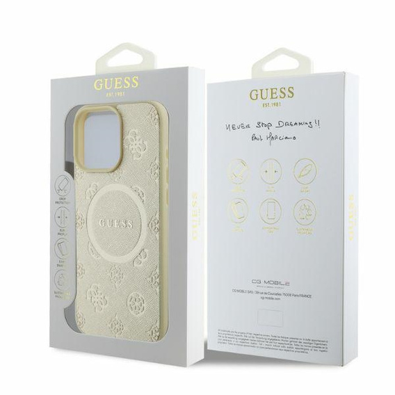 GUESS Saffiano Peony Classic Logo MagSafe tok iPhone 16 Pro készülékhez
