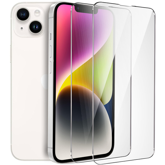 2x edzett üveg a iPhone 14, ERBORD 9H Hard Glass a képernyőn
