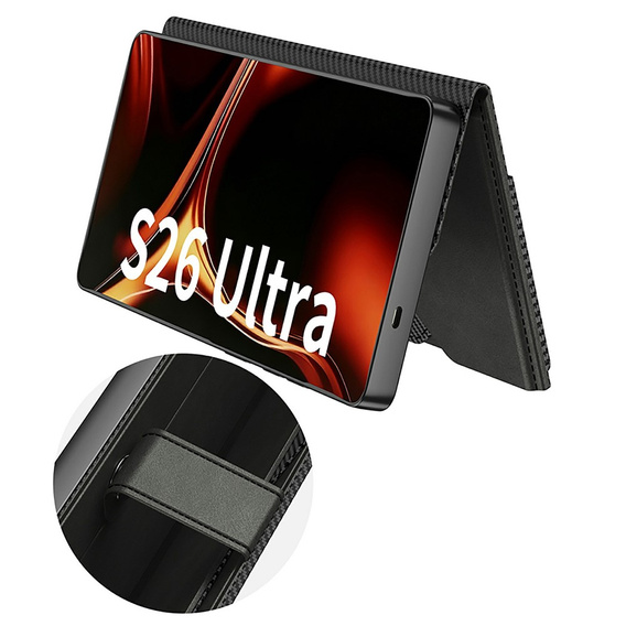 GKK kártyatartó flip tok Samsung Galaxy S26 Ultra készülékhez, fekete