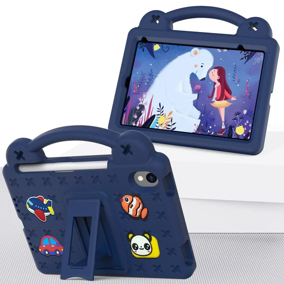 Gyermek tok iPad mini 8.3" 2021 (6 gen.) / iPad mini 8.3" 2024 (7 gen.), Cute Patterns, állvánnyal, sötétkék