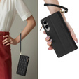 Flap tok Samsung Galaxy S25 Edge, Rhombus Crossbody Leather, fekete