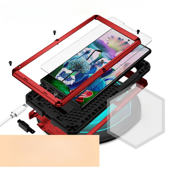 Páncélozott tok a Samsung Galaxy S23 Ultra, R-JUST CamShield Slide, piros