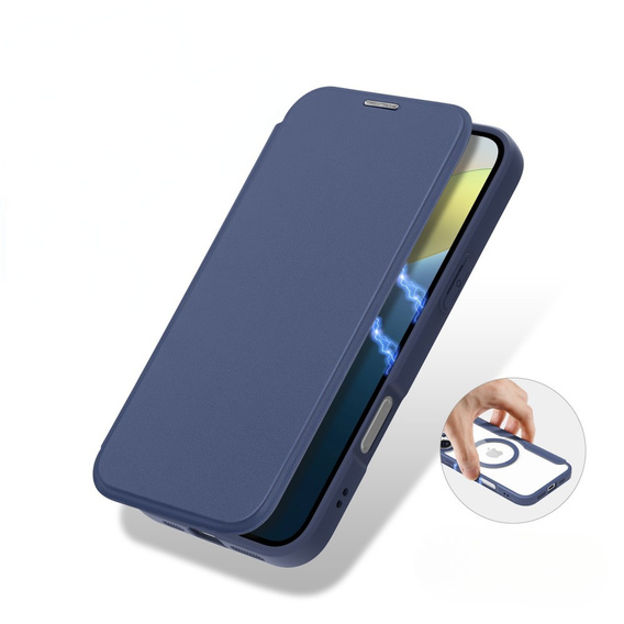 Dux Ducis Telefontok a iPhone 16, Skin X Pro, MagSafe, sötétkék