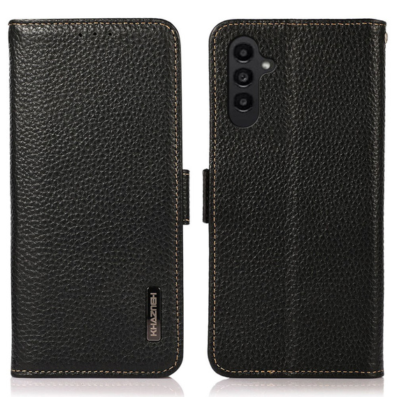 KHAZNEH RFID tok Samsung Galaxy A35 5G, Litchi textúra, fekete