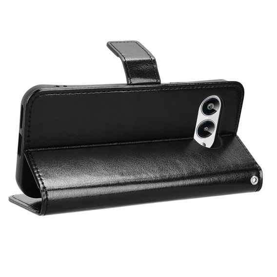 Pattintható tok a T Phone 3 5G, Crazy Horse Wallet, fekete