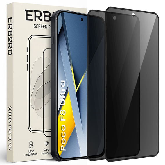 ERBORD Anti-Spy adatvédelmi edzett üveg (2 db) Xiaomi Poco F8 Pro készülékhez