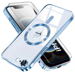 Tok iPhone 16E-hoz, Electro MagSafe, kék + üveg a képernyőhöz