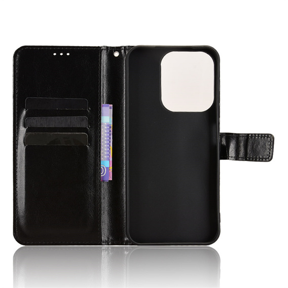 Pattintható tok a Xiaomi Redmi 15C 4G/LTE, Crazy Horse Wallet, fekete