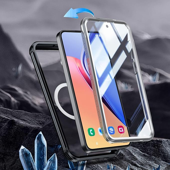 Tok Samsung Galaxy S24+ Plus készülékhez, Shockproof, fóliával, MagSafe-hoz, fekete