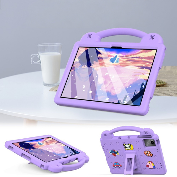 Gyermek tok Lenovo Tab M11, Cute Patterns, állvánnyal, lila