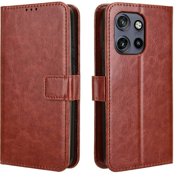 Pattintható tok a Motorola Edge 50 Neo / Motorola ThinkPhone 25, Crazy Horse Wallet, barna