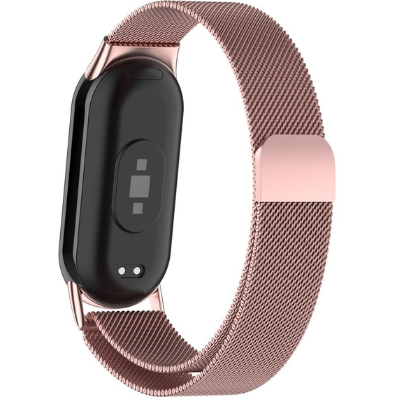 Milánói karkötő szíj tokkal a Xiaomi Smart Band 10 / 9 / 8, rózsaszín