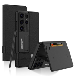 Pattintható tok Samsung Galaxy S25 Ultra, GKK Card Slot Wallet, fekete