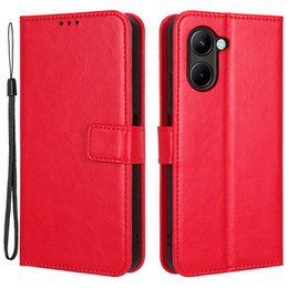Pattintható tok a Realme C33, Crazy Horse Wallet, piros