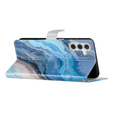 Pattintható tok a Samsung Galaxy A25 5G, Wallet Marble, kék + 9H üveg