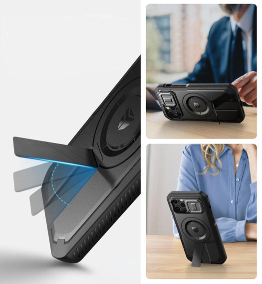 Páncélozott tok iPhone 12 / iPhone 12 Pro készülékhez, Dexnor CamProtect MagSafe, fekete (Két keret)