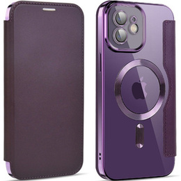 Pattintható tok a iPhone 12, RFID Wallet MagSafe CamShield, lila